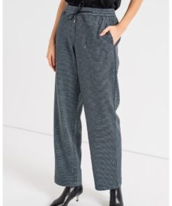 Pantaloni jogger drepti cu model in carouri micro