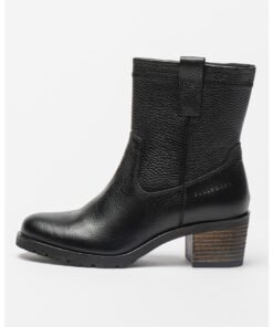 Botine de piele cu toc cu model stratificat