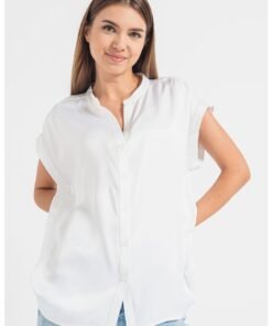 Bluza vaporoasa cu guler Mao