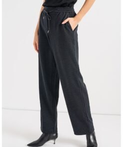 Pantaloni jogger drepti cu model in carouri micro