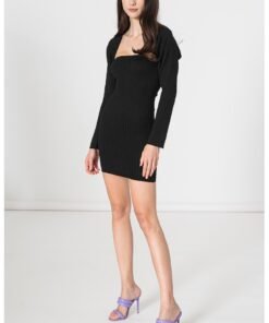 Set de rochie bodycon tricotata fin si bolero - 2 piese