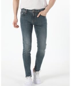 Blugi slim fit cu aspect decolorat