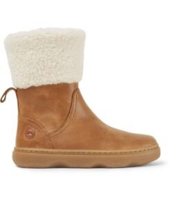 Ghete din piele cu detalii din material teddy Kido 671