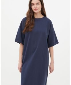 Rochie din amestec de bumbac cu decolteu rotund