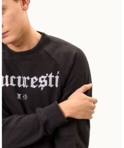 Bluza de trening unisex cu decolteu la baza gatului si imprimeu