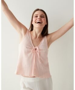 Top de pijama cu snururi de ajustare