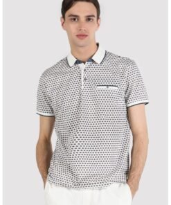 Tricou polo cu imprimeu si buzunar pe piept