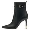 Botine din piele cu toc inalt