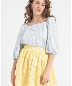 Bluza in carouri din amestec de in
