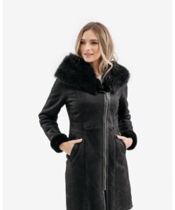 Geaca din piele cu gluga Claudia