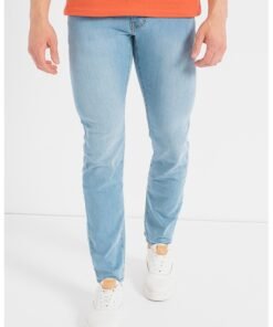 Blugi slim fit cu aspect decolorat