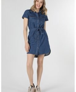 Rochie mini evazata din denim