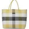 Geanta shopper in carouri cu aspect impletit Pococi