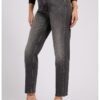 Blugi mom fit cu talie inalta si aspect decolorat