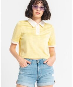 Tricou polo crop cu model Sigga