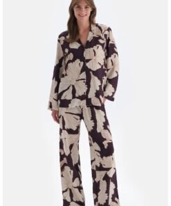 Pantaloni lungi de pijama cu model floral