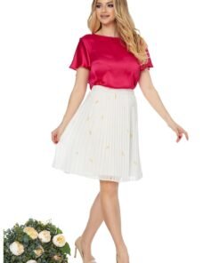 Bluza de satin cu garnituri cu volane