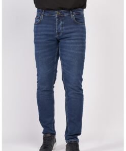 Blugi barbat slim cu aspect usor decolorat - Dark Blue