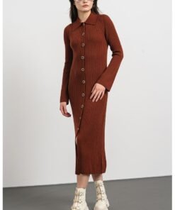 Rochie midi din amestec de lana