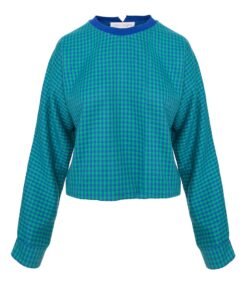 Bluza din amestec de bumbac cu model houndstooth