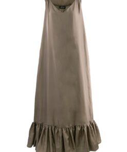Rochie maxi de matase cu terminatie cu volane