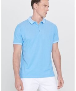 Tricou polo slim fit cu fenta cu nasturi