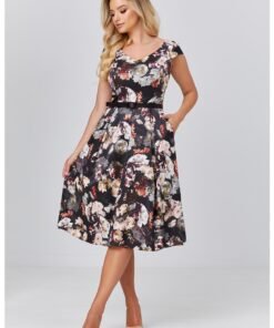 Rochie cu imprimeu floral si curea asortata