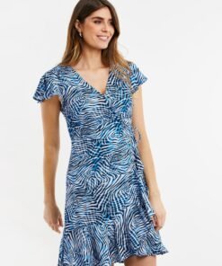 Rochie cu decolteu in V si volane Fizzer 3933