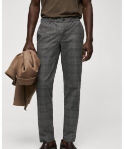 Pantaloni slim fit cu model in carouri Brest