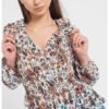 Bluza cu imprimeu floral si garnituri cu volane