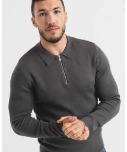 Pulover polo cu fenta cu fermoar Blast