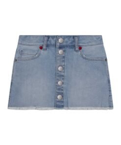 Fusta de denim cu terminatie franjurata