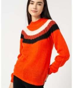 Pulover din amestec de lana cu model colorblock