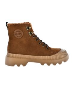 Ghete din piele intoarsa cu aplicatie logo cauciucata