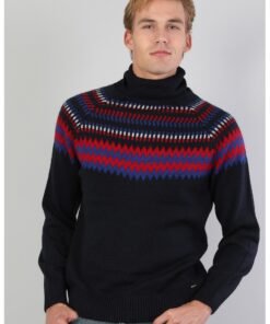 Pulover cu guler inalt si model in dungi