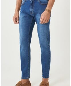 Blugi slim fit cu aspect decolorat