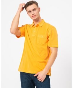 Tricou polo din bumbac cu buzunar aplicat pe piept Sunfaded