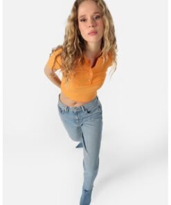 Tricou polo crop