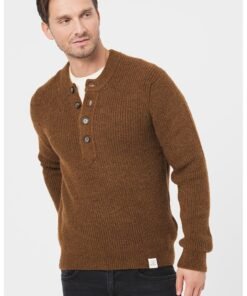 Pulover tricotat cu decolteu henley Emil