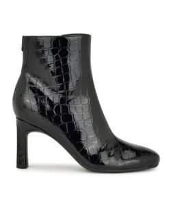 Botine de piele ecologica cu aspect de piele de crocodil Nance