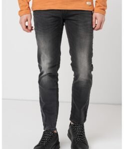 Blugi slim fit cu aspect decolorat