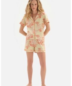 Pijama scurta cu imprimeu tropical