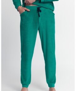 Pantaloni de casa din material terry - cu snur in talie