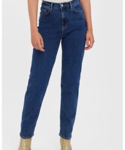 Blugi mom-fit cu talie inalta