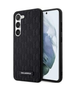 Husa de protectie Saffiano Mono Metal Logo pentru Samsung Galaxy S23+ - Negru