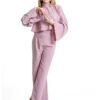 Set de pantaloni palazzo cu talie inalta si bluza crop