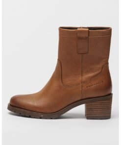 Botine de piele cu toc cu model stratificat