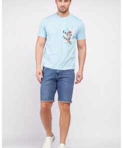 Bermude de denim cu buzunare oblice