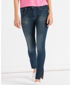 Blugi skinny cu slituri laterale