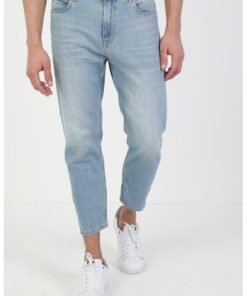 Blugi crop cu aspect decolorat